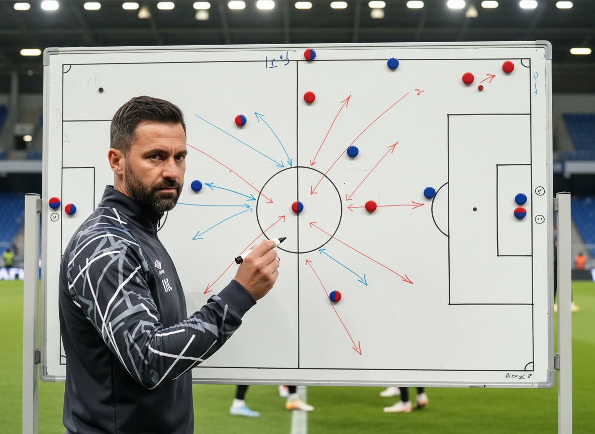 Datenmonitor mit Vergleichswerten zu Ballbesitz, Torabschlüssen und Zweikampfquoten.
