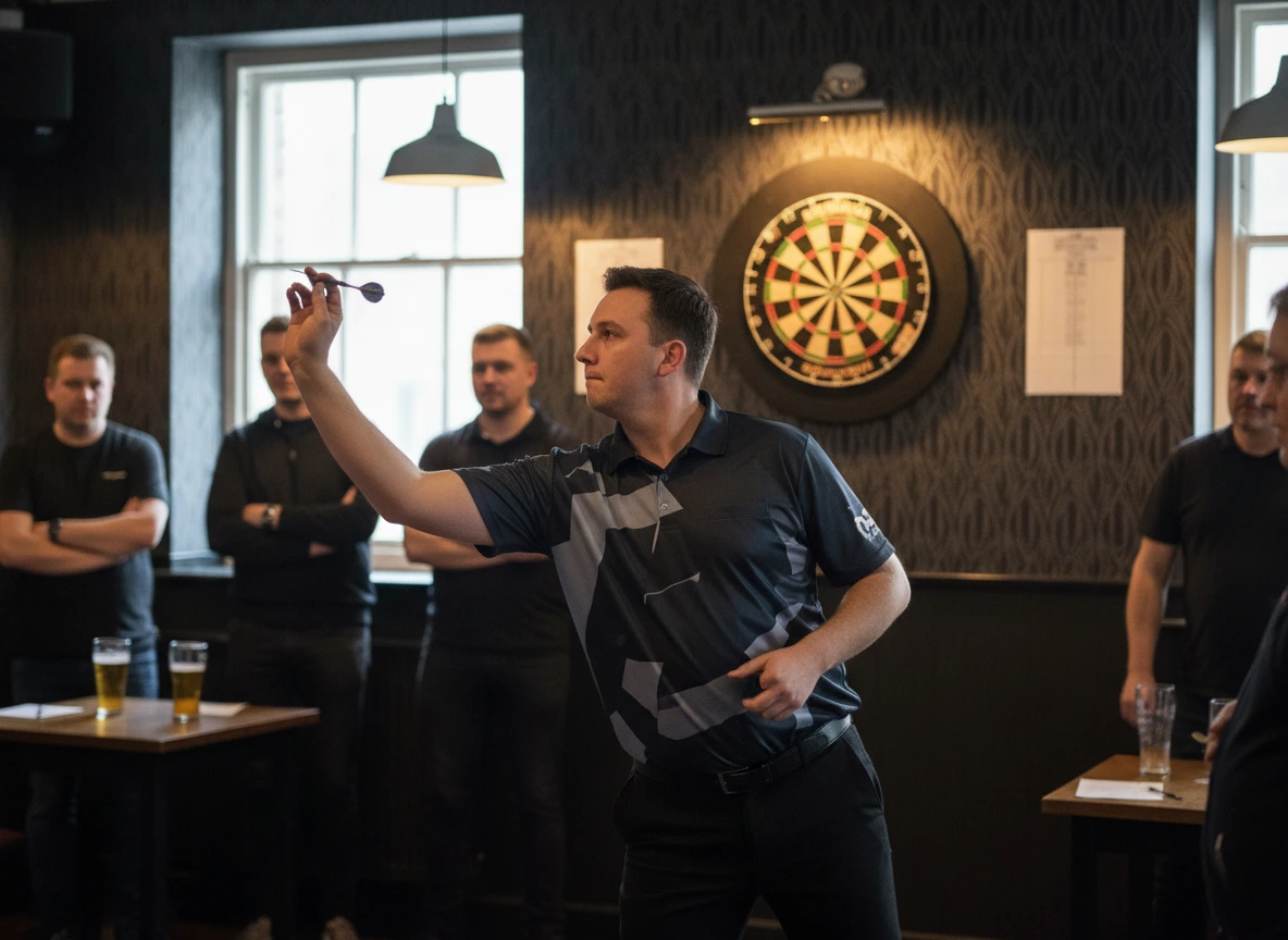 Präzisionswurf auf das Dartboard bei einem Wettkampf