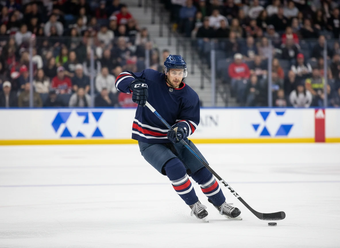 Eishockeyspieler kämpfen auf der Eisfläche um den Puck